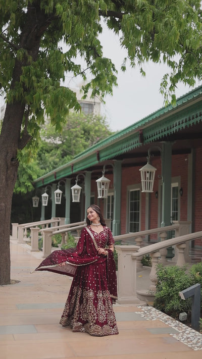 Function Wear Maroon Color Lehenga Choli