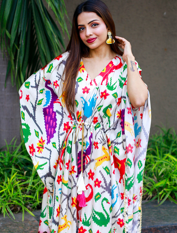 Ikkat Kalamkari Gajji Silk Kaftan | Nardev Fashion | Pongal Dress | College Style